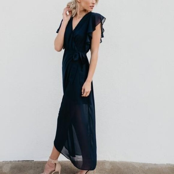 VICI Slow Motion Wrap Maxi Dress - Navy - M - Picture 2 of 8